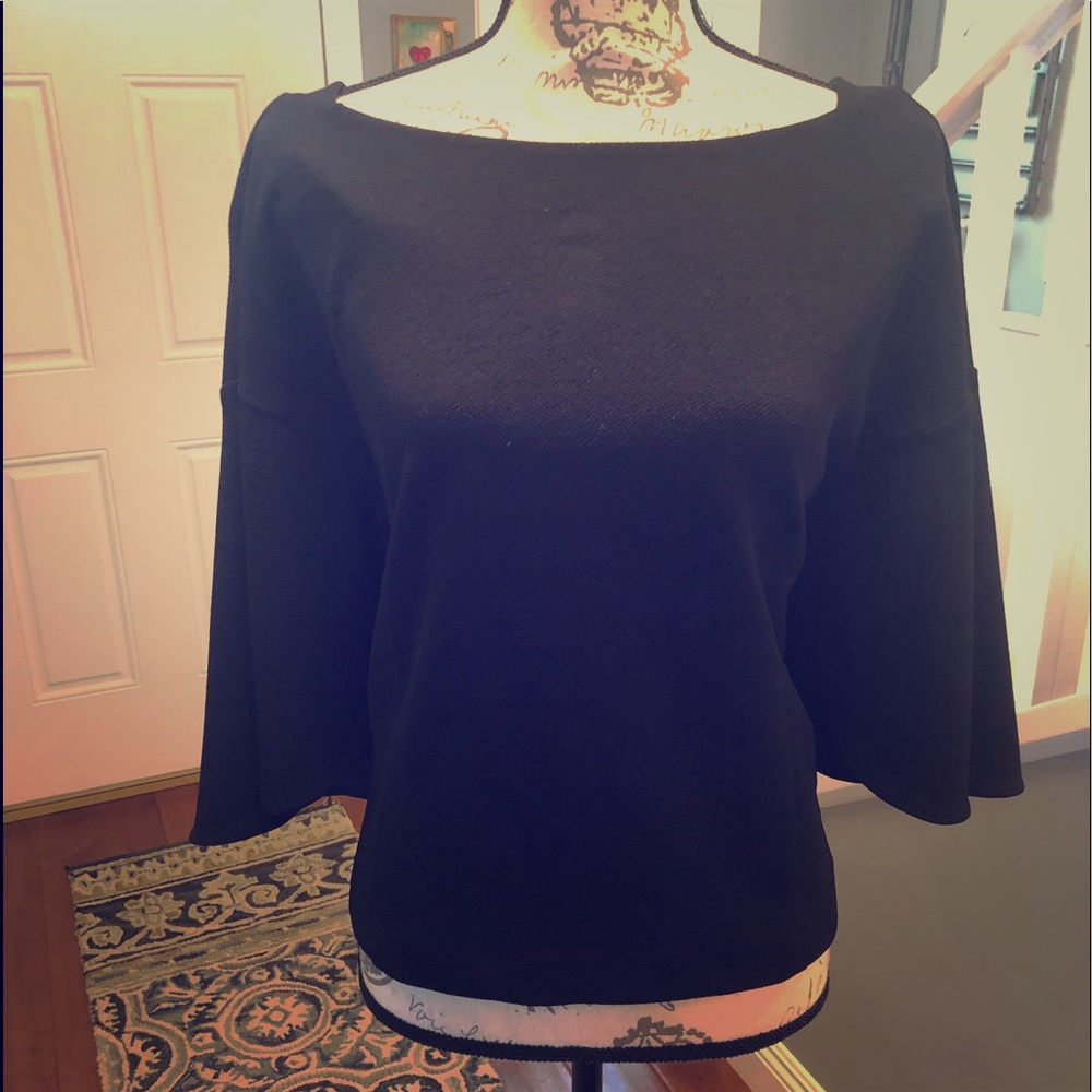 Anthroplogie black flutter-sleeve top